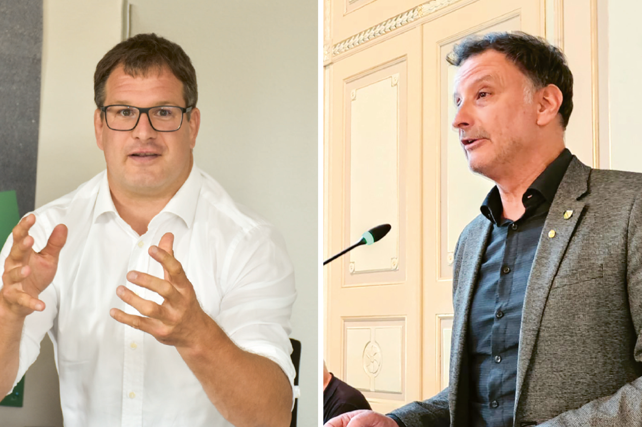 Christliche Werte sind auch in der Politik wichtig: In diesem Punkt sind sich SVP-Nationalrat Manuel Strupler und EVP-Kantonsrat Mathias Dietz einig. (Bilder Roman Salzmann / zVg)
