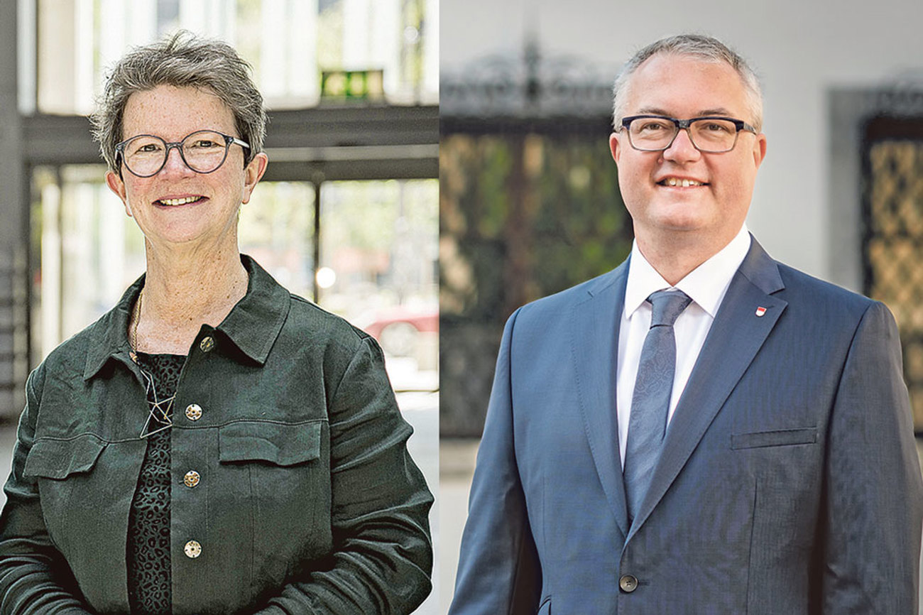 Die Zusammenarbeit zwischen Landeskirche und Kanton funktioniere gut: Die Solothurner Synodalratspräsidentin Evelyn Borer und Regierungsrat Remo Ankli sind sich in diesem Punkt einig. | Foto: Gut/zvg.
