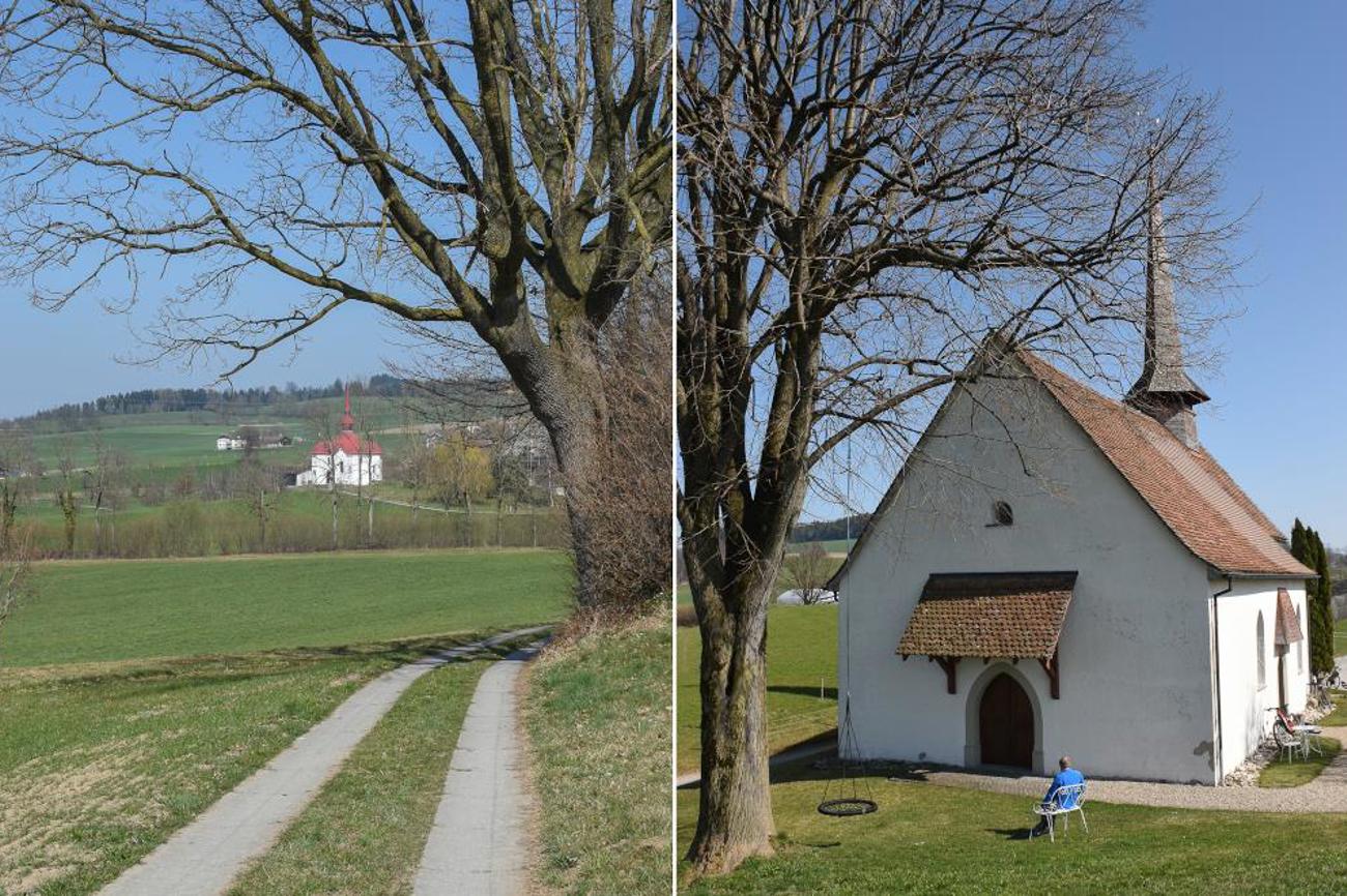 Links die Kapelle St. Ottilien in Buttisholz, rechts St. Ulrich und Afra in Ruswil.