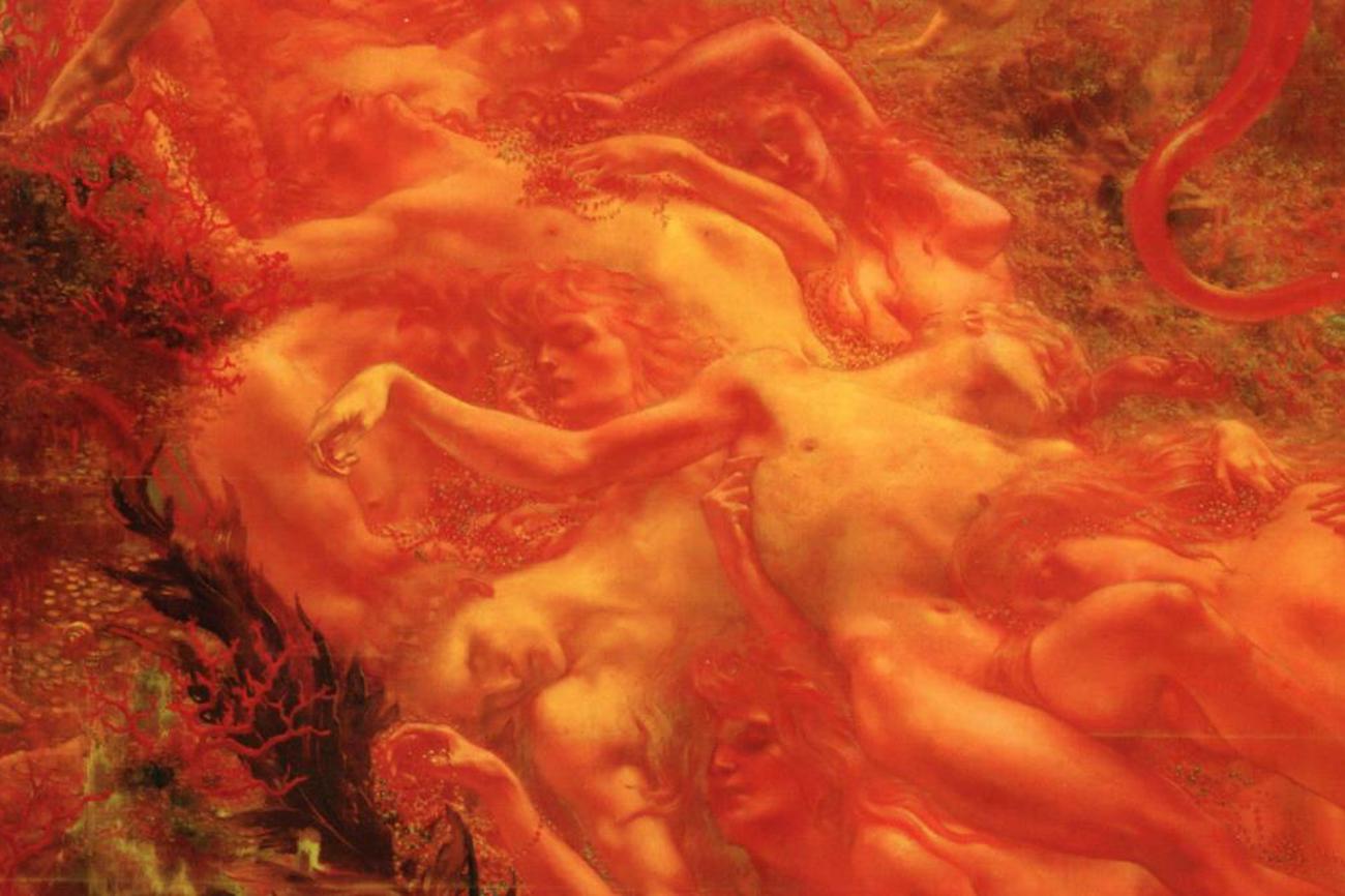Verstummte Seelen im Reich Satans, Ausschnitt aus einem Gemälde von Jean Delville.