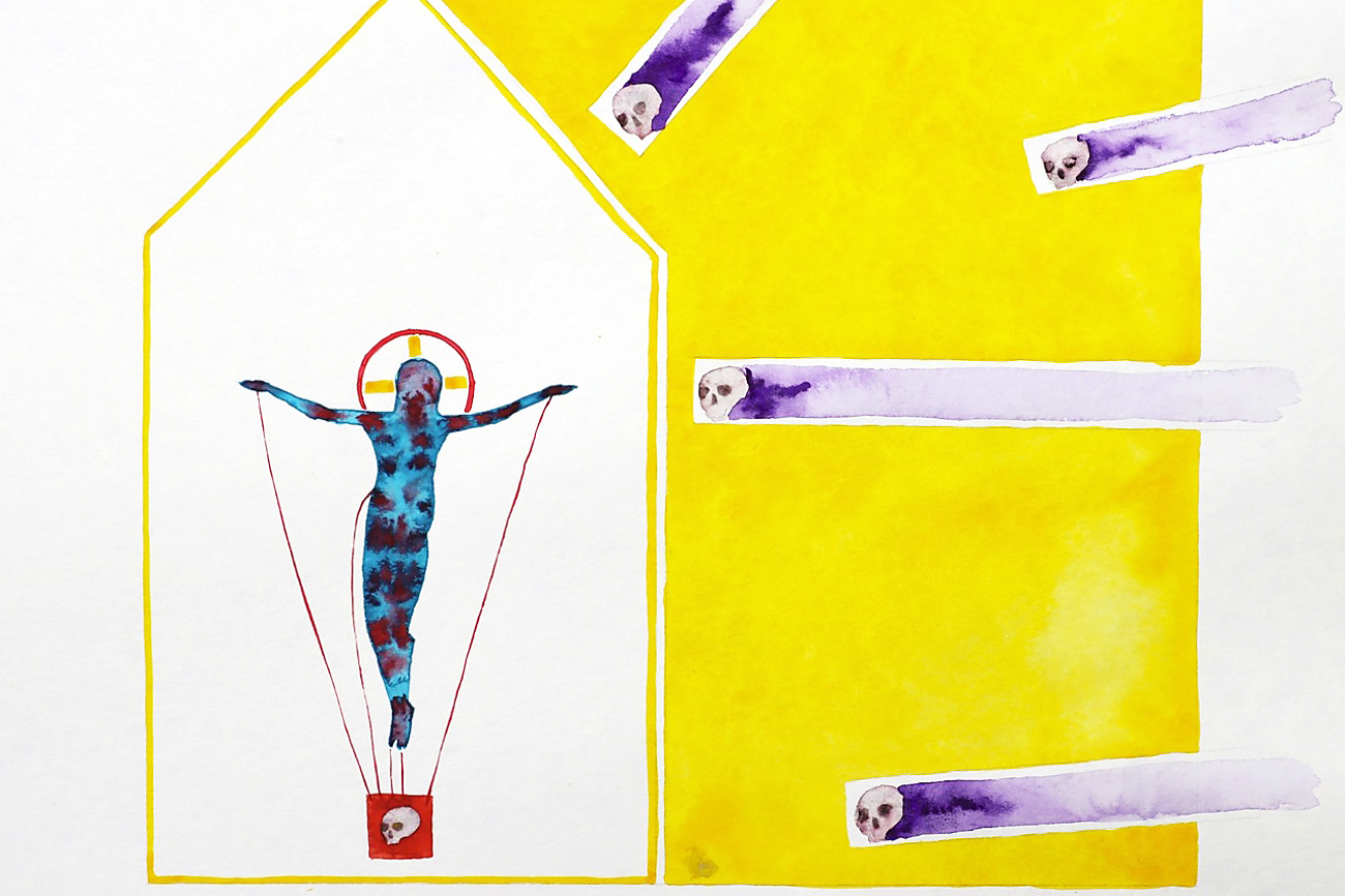 Attacke. Aquarell auf Papier, 35 x 40 cm, von Danylo Movchan. Attacke. Aquarell auf Papier, 35 x 40 cm, von Danylo Movchan.