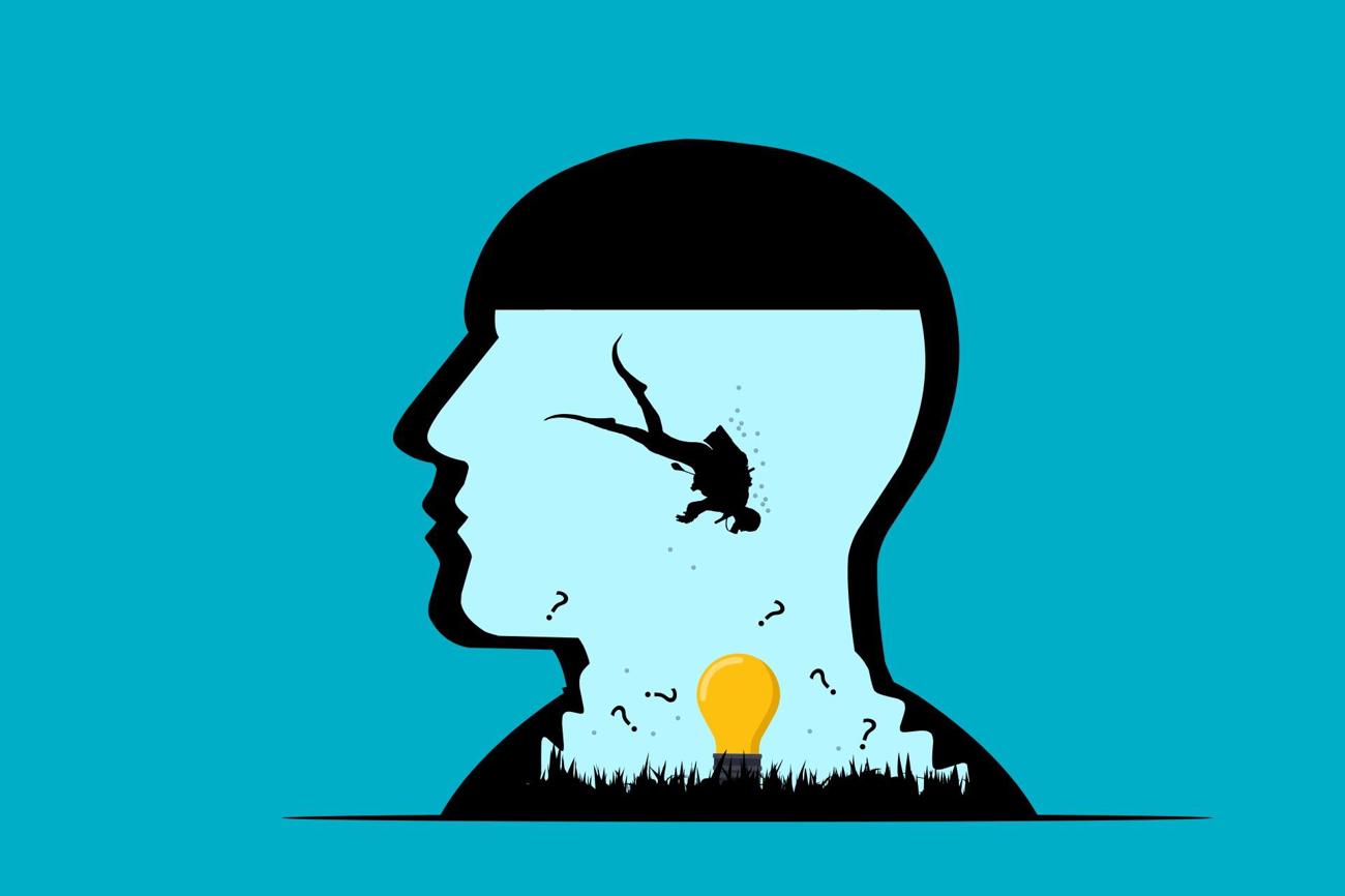 In die Tiefen des eigenen Gehirns abtauchen und Situationen Revue passieren lassen - das kann ein Teil des ständigen 
Nachdenkens sein.
Foto: pixabay.