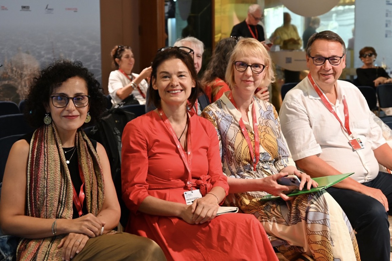 Die Interfilm-Jury am Filmfestival von Venedig (v.l): Maggie Morgan (Ägypten), Chiara Clini (Italien), Pascale Huber (Schweiz, Präsidentin) und Dietmar Adler (Deutschland). | Foto: MPeier Consulting GmbH
